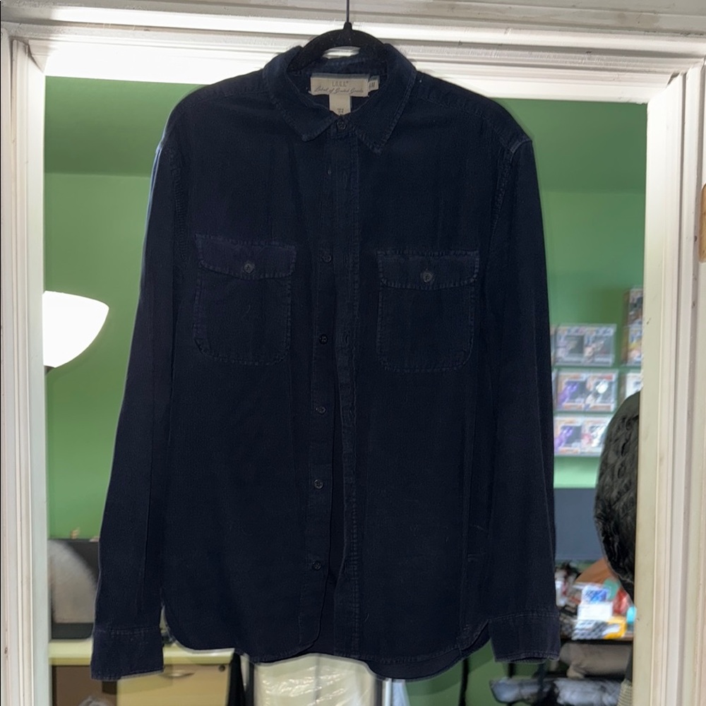 Navy Blue Corduroy Button Up